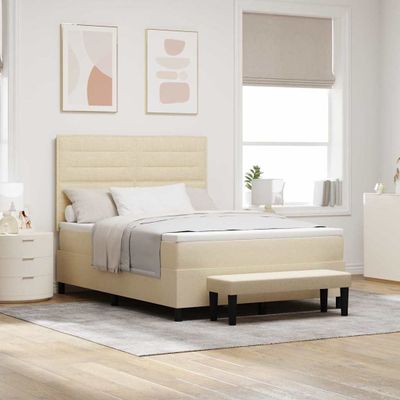 vidaXL Posteľ s pružinovým rámom Krémová 140 x 190 cm látka