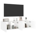 vidaXL TV nástenné skrinky s LED svetlami 2 ks biele 60x35x31 cm