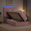 vidaXL LED úložná posteľ s matracom Ružová 100 x 200 cm Zamat