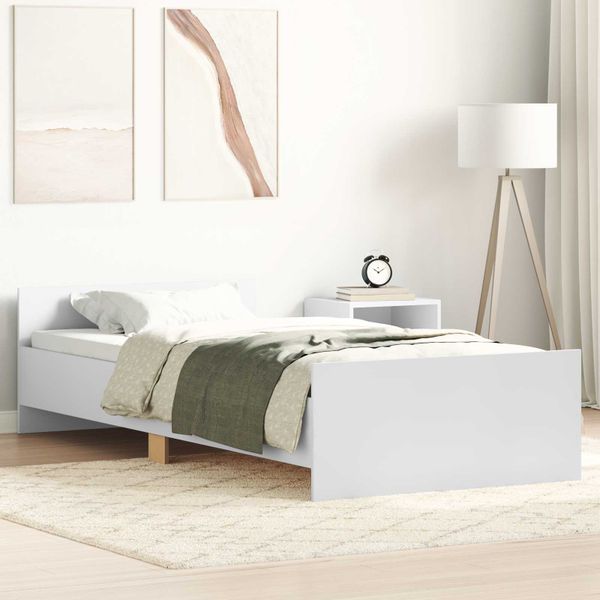 vidaXL Rám postele s čelom Biela 80 x 200 cm Kompozitné drevo