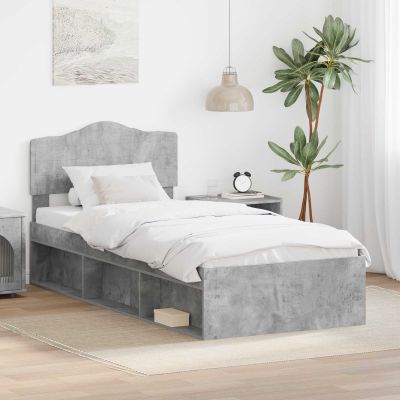 vidaXL Rám postele Betónová 90 x 200 cm Masívne borovicové drevo