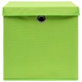 vidaXL Úložné boxy s vekom 10 ks, 28x28x28 cm, zelené
