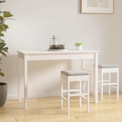 vidaXL Jedálenský stolík biely 110x55x75 cm borovicový masív