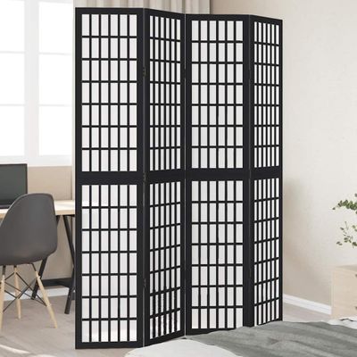 vidaXL Paraván, 4 panely, čierny, masívne drevo paulovnie