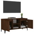vidaXL TV skrinka, kovové nohy, hnedý dub 103,5x35x50 cm