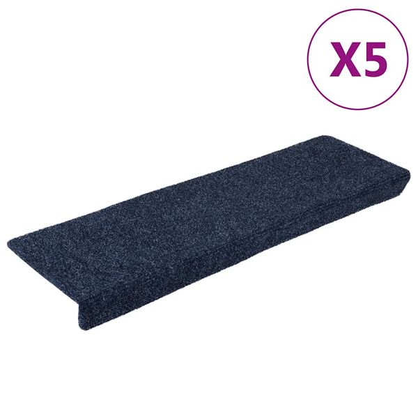 vidaXL Schodové rohože, samolepiace, 5 ks, 65x21x4 cm, antracitové, s obdĺžnikovým okrajom