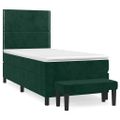 vidaXL Posteľný rám boxsping s matracom tmavozelený 100x200 cm zamat