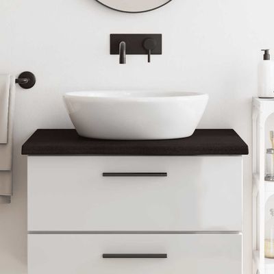 vidaXL Kúpeľňová doska tmavohnedá 80x50x(2-4) cm ošetrený masív