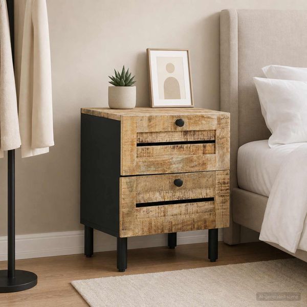 vidaXL Nočný stolík Prírodná 40 x 33 x 46 cm Masívne mango drevo