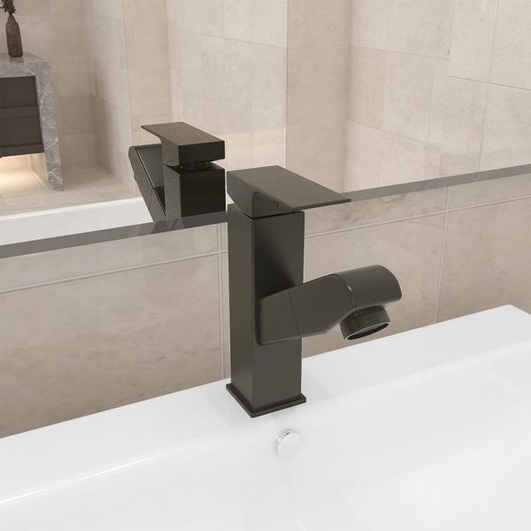 vidaXL Kúpelňová vodovodná batéria s funkciou vyťahovania sivá 157x172 mm