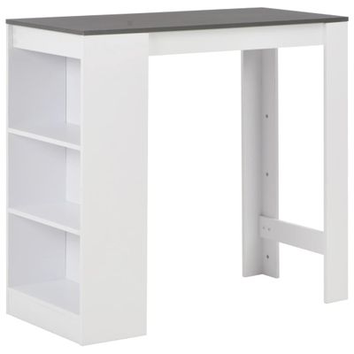 vidaXL Barový stôl s poličkou biely 110x50x103 cm