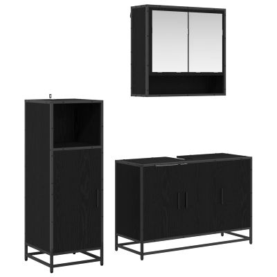 vidaXL Sada kúpeľňového nábytku 3 pcs Čierny dub Kompozitné drevo
