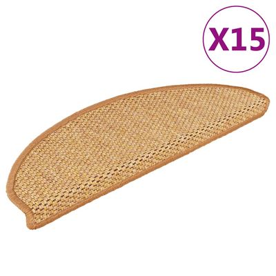 vidaXL Samolepiace nášľapy na schody, sisalový vzhľad 15 ks 65x21x4 cm