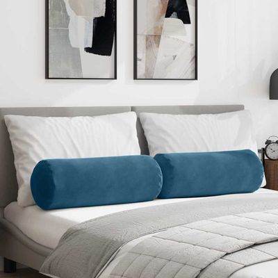 vidaXL Podložkové vankúše 2 pcs Modrá Ø 25 x 70 cm Kordúrová tkanina