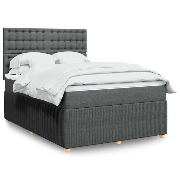 vidaXL Boxspring posteľ s matracom tmavosivá 140x190 cm látka