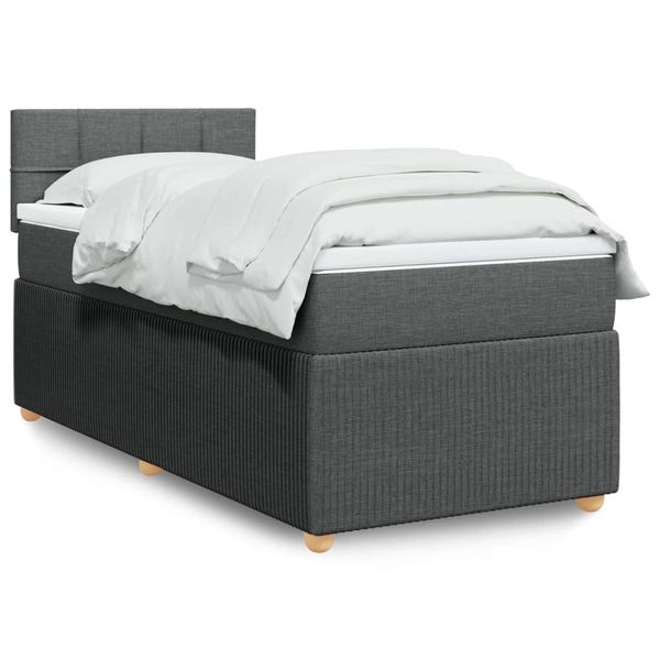 vidaXL Posteľný rám boxsping s matracom tmavosivý 80x200 cm látka