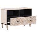 vidaXL TV skrinka Biela 70 x 33,5 x 46 cm Masívne mango drevo