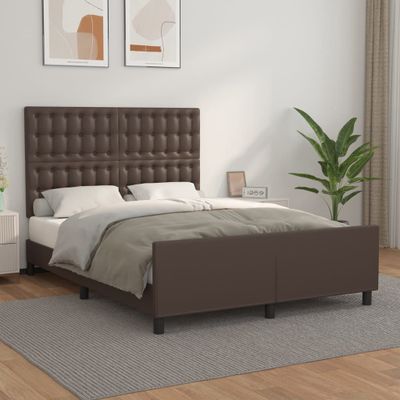 vidaXL Posteľný rám s čelom hnedý 140x200 cm umelá koža