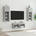vidaXL 4-dielne TV nástenné skrinky s LED svetlami betónovo sivé