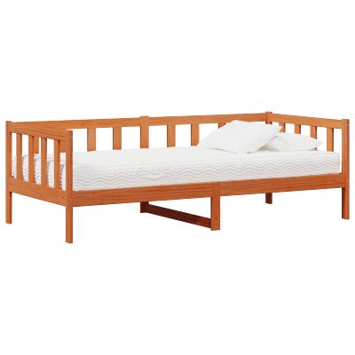 vidaXL Denná posteľ s čelnou doskou Voskovo hnedá a biela 90 x 200 cm