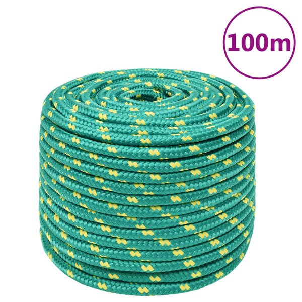 vidaXL Lodné lano zelené 12 mm 100 m polypropylén