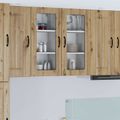 vidaXL Nástenný sklenený kabinet LUCCA Dub artisan 40 x 31 x 80 cm