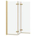 vidaXL Skladací sprchový kút Zlatá 130 x 138 cm ESG sklo a hliník