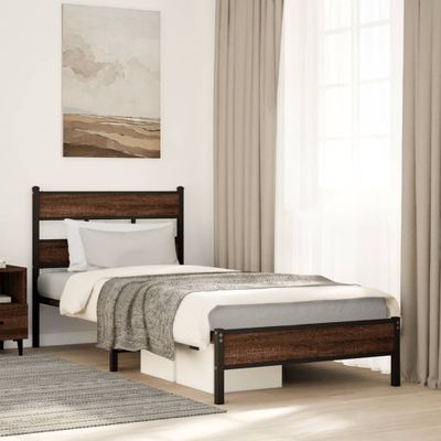 vidaXL Posteľný rám bez matraca hnedý dub 75x190 cm kompozitné drevo