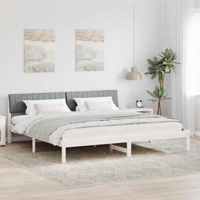 vidaXL Rám postele Biela a svetlosivá 200 x 200 cm Borovicový masív
