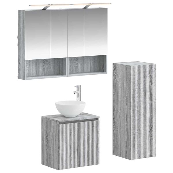 vidaXL Sada kúpeľňového nábytku 4 pcs Sivý Sonoma