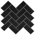 vidaXL Dlaždica herringbone 10 ks Čierna 30 x 30 cm Polyuretán a PET