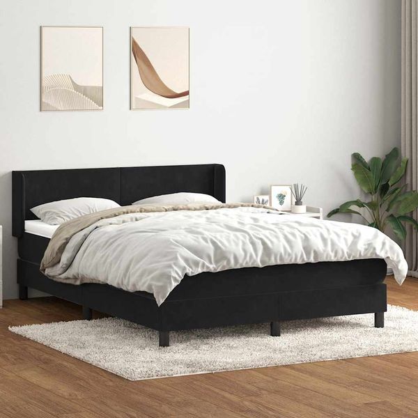 vidaXL Posteľný rám boxspring s matracom čierny 160x210 cm zamat