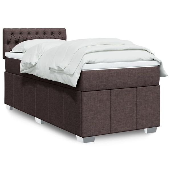 vidaXL Posteľný rám boxsping s matracom hnedý 90x200 cm látka