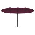 vidaXL Slnečník Bordeaux červená 372 x 198 x 243 cm Polyester a hliník