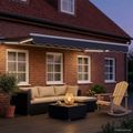 vidaXL Ručný rám markízy s LED Biela a antracitová 3 x 2,5 m