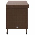 vidaXL Záhradný úložný box s kolieskami Hnedý 110x55x73 cm Poly Rattan