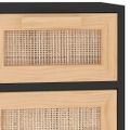 vidaXL Komoda čierna 60x30x75 cm masívna borovica a prírodný ratan
