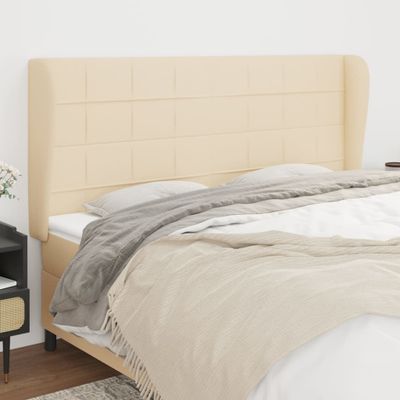 vidaXL Čelo postele so záhybmi krémové 203x23x118/128 cm látka