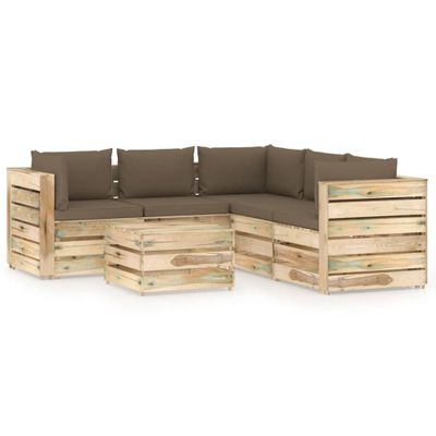 vidaXL 6-dielny záhradný set s podložkami zelené impregnované drevo