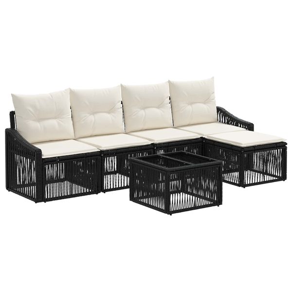 vidaXL Súprava záhradných pohoviek 6 pcs Čierna polyratan