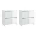 vidaXL Komody 2 ks lesklé biele 70x41x75 cm drevotrieska