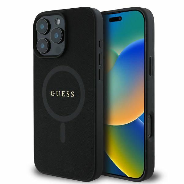 Puzdro Guess pre iPhone 16 Pro 6,3" GUHMP16LPSAHMCK čierne tvrdé puzdro Saffiano Classic Logo MagSafe