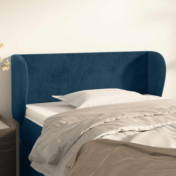 vidaXL Čelo postele so záhybmi tmavomodrá 103x23x78/88 cm zamat