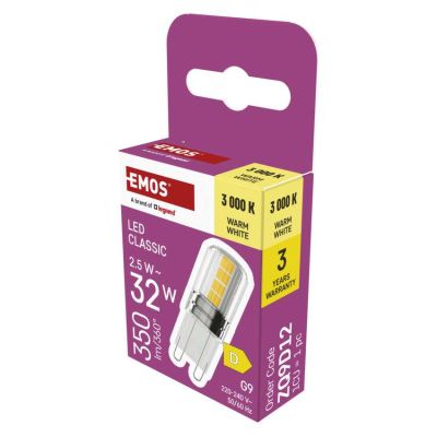 LED žiarovka Classic JC / G9 / 2,5 W (32 W) / 350 lm / teplá biela