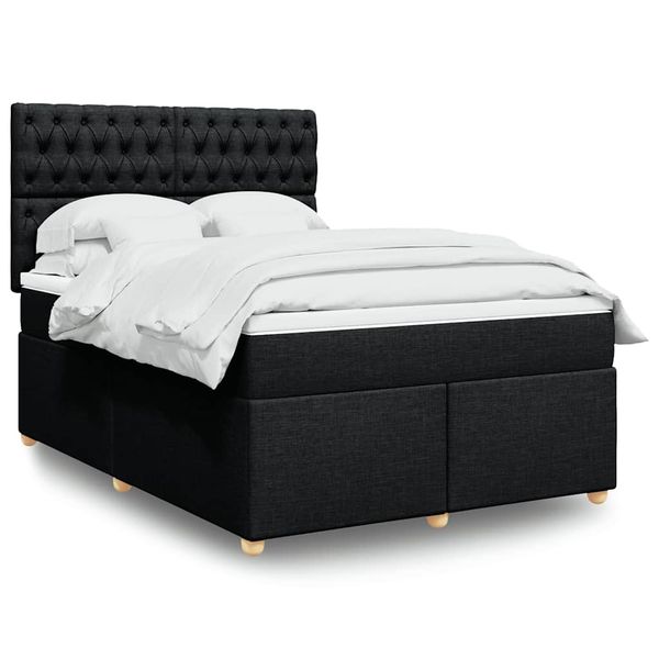 vidaXL Posteľný rám boxspring s matracom čierny 160x200 cm látka