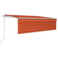 vidaXL Automatická markíza, tienidlo, LED a senzor 5x3m oranžovo-hnedá