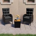 vidaXL 3-dielny záhradný bistro set čierny polyratan a akáciové drevo