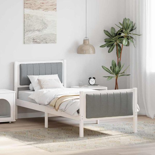 vidaXL Rám postele Biela a svetlosivá 80 x 200 cm Borovicový masív
