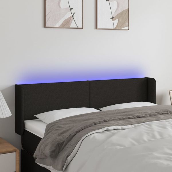 vidaXL Čelo postele s LED čierne 147x16x78/88 cm látka