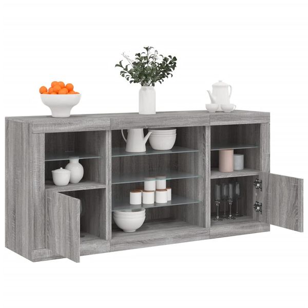 vidaXL Komoda s LED svetlami sivá sonoma 142,5x37x67 cm
